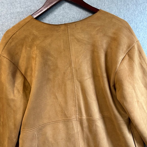 ZARA Faux Fur Faux Suede Jacket Coat Brown Tan Super Soft Womens Size‎ Medium - Picture 11 of 16